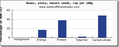 manganese and nutrition facts in pinto beans per 100g